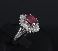 Fine 1.22ct GIA Certified Ruby & 0.54ct Diamond Platinum Ring, Size 4.75