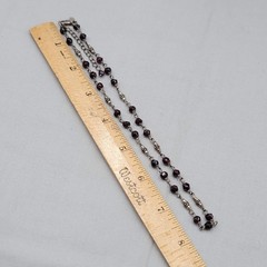 Vintage Silpada Dainty Sterling Silver Faceted Garnet Bead Necklace 16″-18″