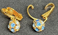Austrian Made, Stamped, clip Amethyst Blue Rhinestone Cluster Vintage