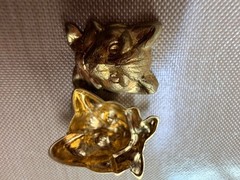 Vintage Raw Brass Kitten Head w/ Bow High Relief 13mm NOS Jewelry Finding
