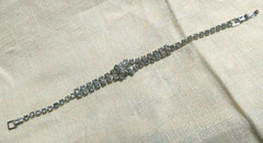 True VTG Bracelet Estate 6.25″ Clear Rhinestone 1940’s – 1950’s MCM Safety Clasp