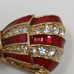 Vtg Signed Carolee Patriotic American Flag Bow Brooch Pin Enamel Diamanté Read
