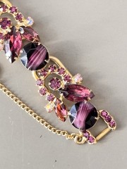 Vintage Verified JULIANA Purple Stripe Parure Set, Bracelet, Brooch & Earrings
