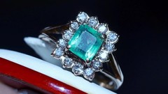 14k rose gold 0.78ct natural diamond sz 4.25 ring emerald vtg treated 2.50g 3823