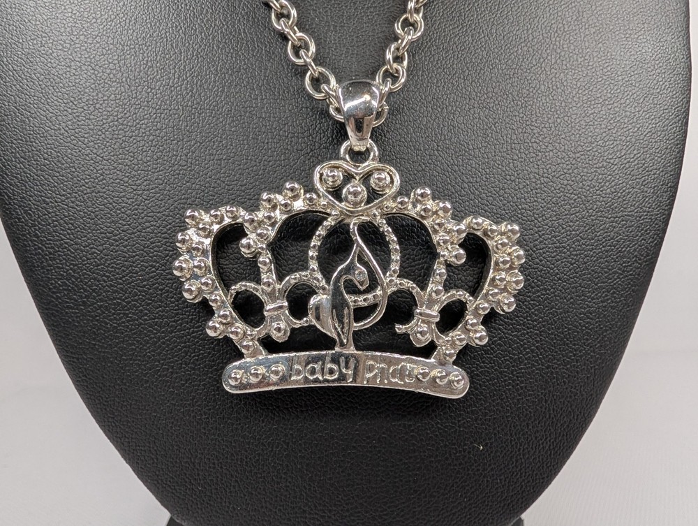 Baby Phat Y2K Double Medallion Logo Pendant Necklace Silver Tone Double Chain