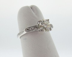 Vintage Estate 0.80ct Genuine Diamonds Old Cut 14k White Gold Engagement Ring