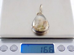 Vintage Artisan Made Sterling Silver Rutilated Quartz Cabochon Pendant 925 16.6g