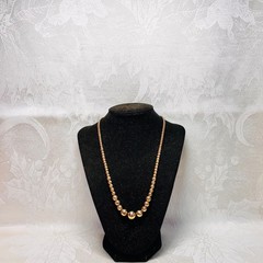 NECKLACE vintage goldtone metal graduated beads chain spring ring clasp 19 1/4″
