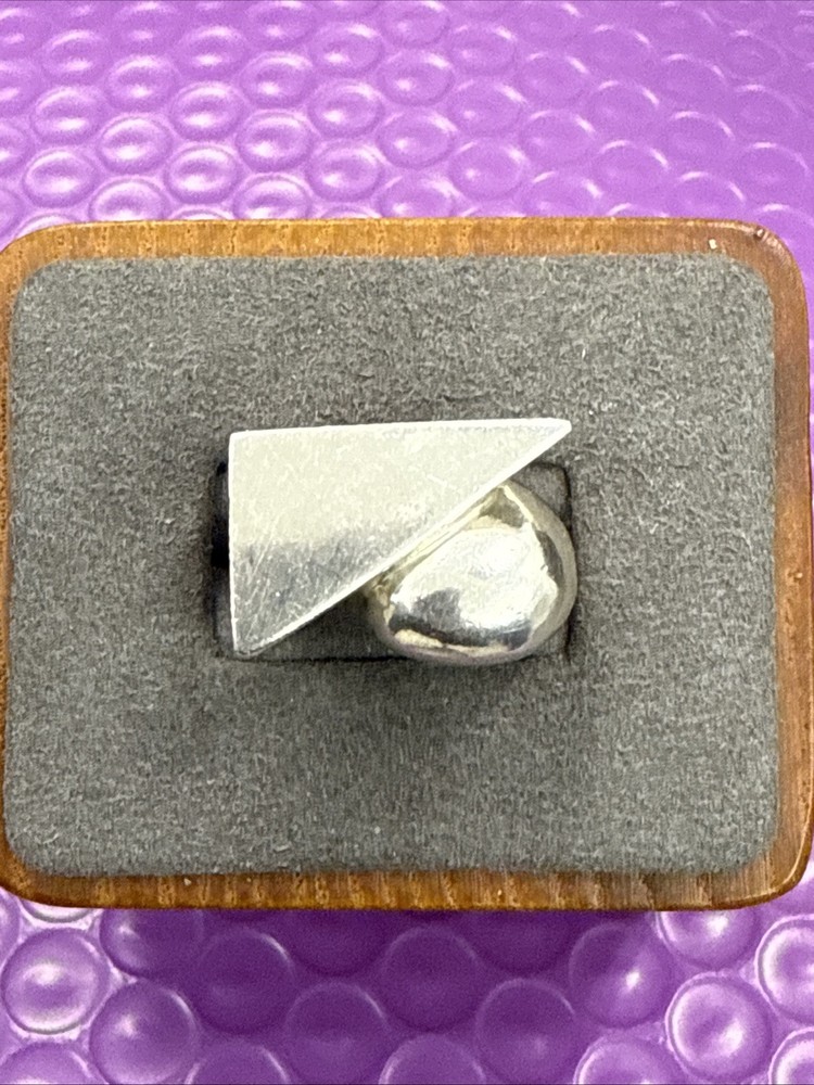 ❤️Vintage Mexico 925 Sterling SIlver Unique Look Abstract Ring sz 7 (1)