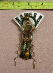 UNIQUE Handmade? Abstract Art Deco Dangle Beads Beaded Brooch Pin Pendant