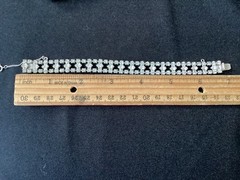 Vintage B David Sparkling Rhinestone 7” Bracelet Safety Chain Prong Set J87