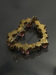 Vintage Avon JJJ Brooch Pin Heart Valentines Flower Rose Accented Rhinestones✨