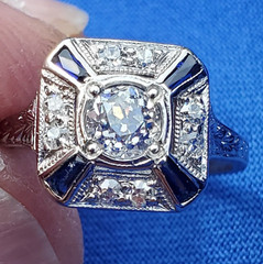 Original EARTH MINED DIAMOND Deco PLATINUM Engagement Ring Vintage Solitaire 5