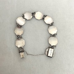 VTG Siam Sterling Silver 925 Niello Black Enamel Panel Bracelet 6.75″