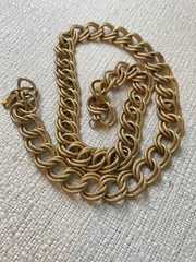 Vintage Miriam Haskell Russian Gold Tone Double Link Necklace Signed