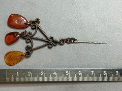 Vintage Baltic Amber Brooch Dangle Pin Soviet Era Latvian Jewelry 6.6g 8.5cm