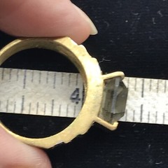 Vintage Gold Plated Smokey Grey Aust & Clear Crystals Unique Ring varied sizes