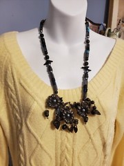 Vintage Roxsann Chunky Charm Necklace 1980s Designer Floral Multitone EXCELLENT