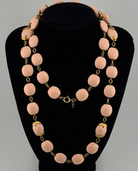 Crown Trifari Peach Lucite Necklace 36” Waterfall Companion Necklace Signed