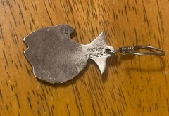 Vintage Taxco Mexico Sterling Silver Inlay Fish Earrings 925 TC-259 Dangle