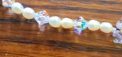 Vtg Faceted Aurora Borealis Crystal Bead Faux Pearl Sterling Clasp 17″ Necklace