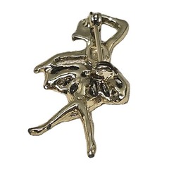 Vintage Gold Tone Green Rhinestone Ballerina Brooch 1 5/8″ Length