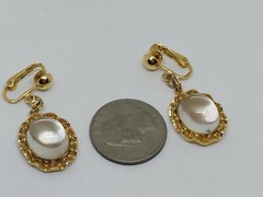 Vintage Art Deco Style Clear Quartz Cabochon Earrings GF 1/20 12K JJJ Signed