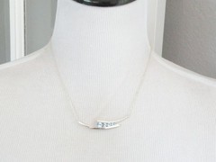 Vintage Sterling Silver 925 Natural Heated Blue Topaz Channel Set Necklace 18″