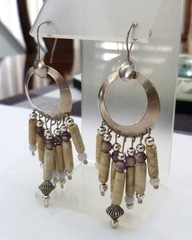 3 1/8″ LONG VTG SOUTHWEST STERLING SILVER BLUE LACE AGATE JASPER BEAD EARRINGS