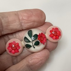 Vintage Pressed Flower Lucite Brooch & Earring Jewelry Set 1940s – 1950s Resin