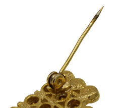 Vintage Faux Coin 1957 South Africa 1/2d Rhinestones Dangle Brooch Gold Tone