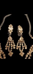 Vintage La Roco crystal necklace Clip on Earrings statement signed costume