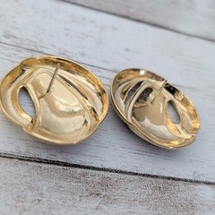 Vintage Stud Earrings Unusual Red & Gold Tone Statement