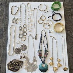 Estate Vintage Wearable Jewelry Lot Necklaces Bracelets rings Earrings Used