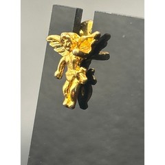Vintage Gold Toned Cherub Angel Pin Brooch | Retro Celestial Guardian Winged
