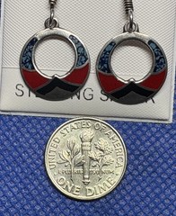 1.25″ Vintage MEXICO Earrings 925 Sterling Silver Turquoise Coral Onyx NEW