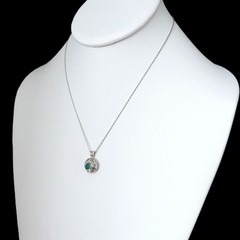 Vintage Emerald Baguette Cut Diamonds 14k White Gold Ballerina Pendant Necklace