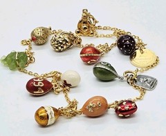 Joan Rivers Red Cross Heart Elephant Swan Basket Connect Necklace 14 Charms