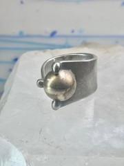 Moving Ball ring geometric kinetic solid band size 5.50 sterling silver women l