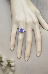 14K White Gold Engagement Ring 2.51CT.Natural Purple Sapphire Cushion GIA Cert