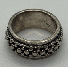 Vintage Sterling Silver Embossed Beaded Design Spinner Band Ring Size 5.5