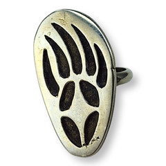 Vintage Nickel Silver Southwestern Bear Paw Ring Size 4.25