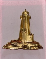 Vintage JJ Lighthouse Brooch Pin Gold Tone Nautical Coastal Ocean Jewelry 2”