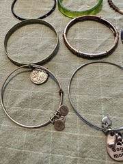 Vintage Mixed Lot 38 Bangle Bracelets Metal Plastic Leather