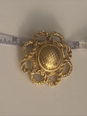 Vtg Monet Gold-tone Rope Knotted Checkered Center Brooch On Original Card