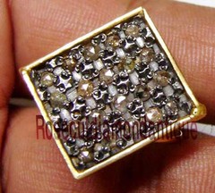 ESTATE 0.80ct ANTIQUE ROSE CUT DIAMOND SILVER 925% VICTORIAN DESIGN WEDDING RING