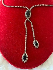 5 pc Vintage Large Black Jet Rhinestone Necklaces, Bracelet, Earrings