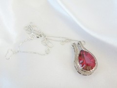 Sterling Silver 925 Pink Topaz Large Slide Pendant Necklace