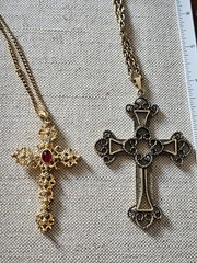 Vintage Avon Cross 3″ & Sarah Coventry Pendant Necklace Lot of 2