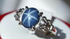 10k white gold ring 2.5ct natural blue star diffused sapphire sz 9 antique 3.4gr